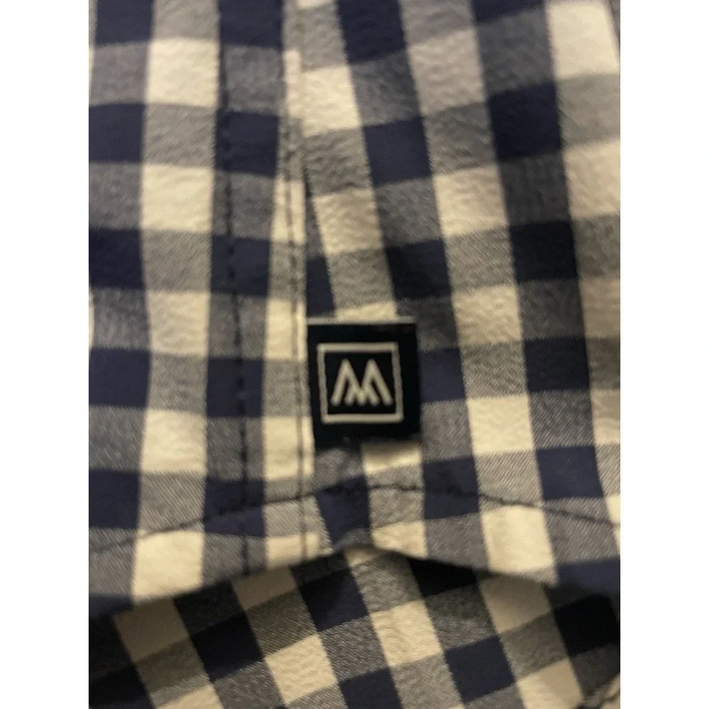 Mizzen & Main Leeward Long Sleeve Button Up Shirt Blue Check Logo Small JBHS